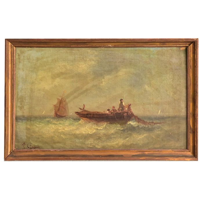 MARSEILLEANTIQUITES Peinture marine à l huile XIXème par Paul Seignon