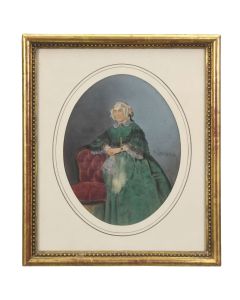 Portrait de femme à la gouache époque XIXème