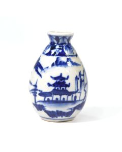 Petit vase chinois bleu et blanc miniature 