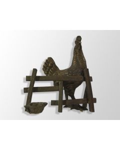 Bronze animalier XIXème coq à la barrière