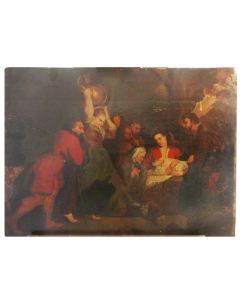 Maternité d'époque XVIIIème peinture à l'huile sur panneau