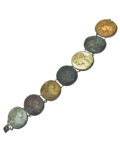 Bracelet 7 médaillons camées en pierre de lave portraits de divinités XIXème