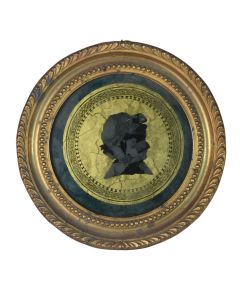 Médaillon fixé sous verre époque XIXème profil homme