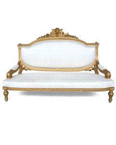 Banquette basse en bois doré de style Louis XVI époque Napoléon III 