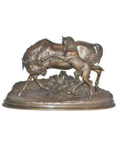 L’accolade de Pierre-Jules Mêne bronze époque XIXème