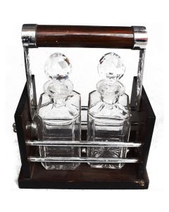Présentoir et 2 Carafe whisky en cristal 1930