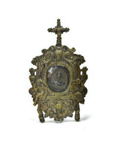 Osculatoire en bronze doré et argent d'époque  Louis XIV