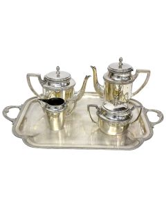 Service à thé style Louis XVI métal argenté 5 pièces
