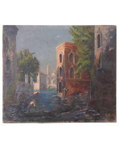 Huile sur toile vue de Venise vers 1900
