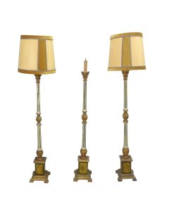 Lampe en bois doré colonne cannelée laquée dorée (série de 3) 