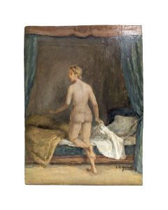 Louis Édouard Garrido Huile sur panneau femme nue
