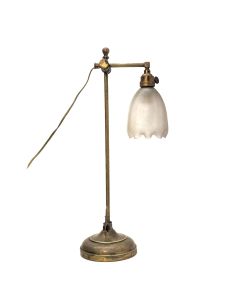 Lampe en bronze style 1900 avec tulipe verre dépoli