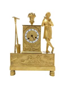 Pendule au jardinier d'époque empire en bronze doré XIXème