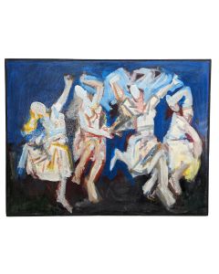 huile sur toile    les danses Tchèques  XXème Rudolf Kundera école tchèque