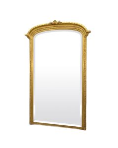 Miroir en bois et stuc doré à la feuille d'or d'époque XIXème de style Louis XVI