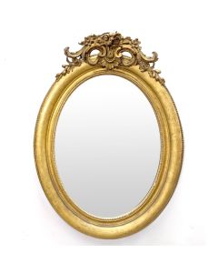 Miroir ovale Napoléon III en stuc doré XIXème