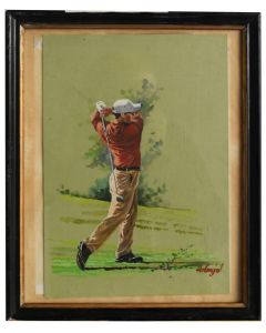Dessin aquarelle Joueur de golf par Henri Fanjul